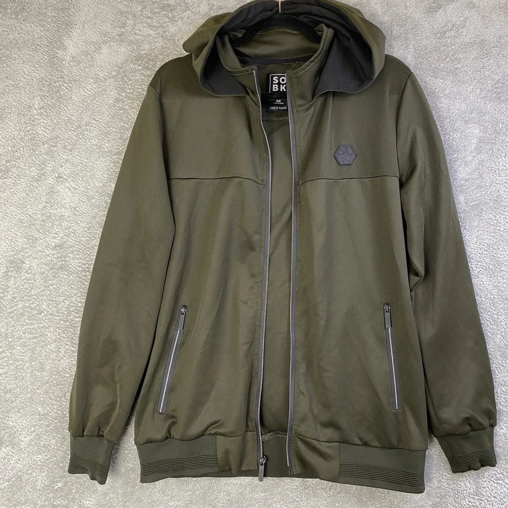 SOBK Straight Outta Brooklyn Activewear Jacket‎ Men M Olive Full-Zip Hoodie
